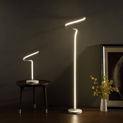Matte White Curvilinear S-Curve LED Floor Lamp