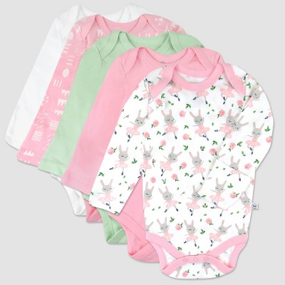 Honest Baby 4pk Tu-Tu Cute Long Sleeve Bodysuit - Pink Newborn