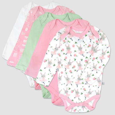 Image of Honest Baby 4pk Tu-Tu Cute Long Sleeve Bodysuit - Pink 3-6M