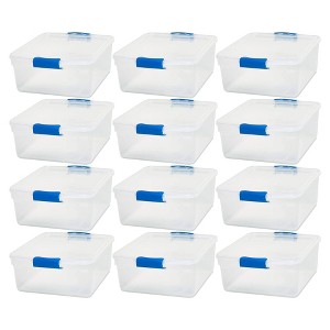 Homz Heavy Duty Modular Stackable Storage Tote Containers with Latching Lids - 1 of 4