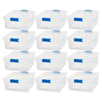 HOMZ 31 qt. Heavy Duty Clear Plastic Stackable Storage Containers (12-Pack)  3 x 3430CLRDC.04 - The Home Depot