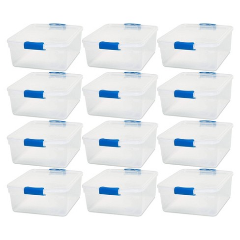 Homz 31 Qt. Heavy Duty Clear Plastic Stackable Storage Containers (12-Pack)