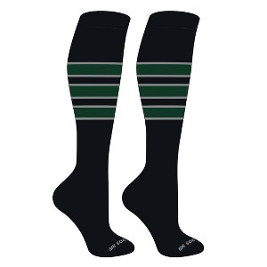 MK Socks Striped OTC Baseball, Softball, Football Socks (C) Black, Grey, Dark Green - 1 of 3