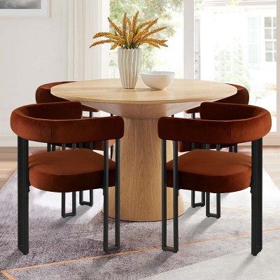 Mia Velvet Dining Chairs Set of 4, Modern Design Armrest Dining Chair with Three Legs for Dining Room, Indoor Furniture - Maison Boucle