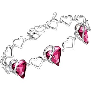 Adjustable Infinity Heart Bracelet with Birthstone - Silver Tone Link Chain Gift for Her - 1 of 4