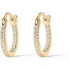 14K Gold Plated 925 Sterling Silver Post Cubic Zirconia Hoop Earrings 30/15mm - 3 of 4