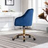 Velvet Swivel Office Chair with Wheels, Comfortable Home Desk Chair with Gold Metal Base for Study or Office – The Pop Home - 4 of 4