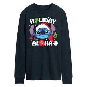 Men's - Lilo and Stitch - Holiday Aloha Long Sleeve Graphic T-Shirt - 1 of 4
