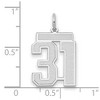 Black Bow Jewelry 14k White Gold, Jersey Collection, Medium Number 31 Pendant - 2 of 3