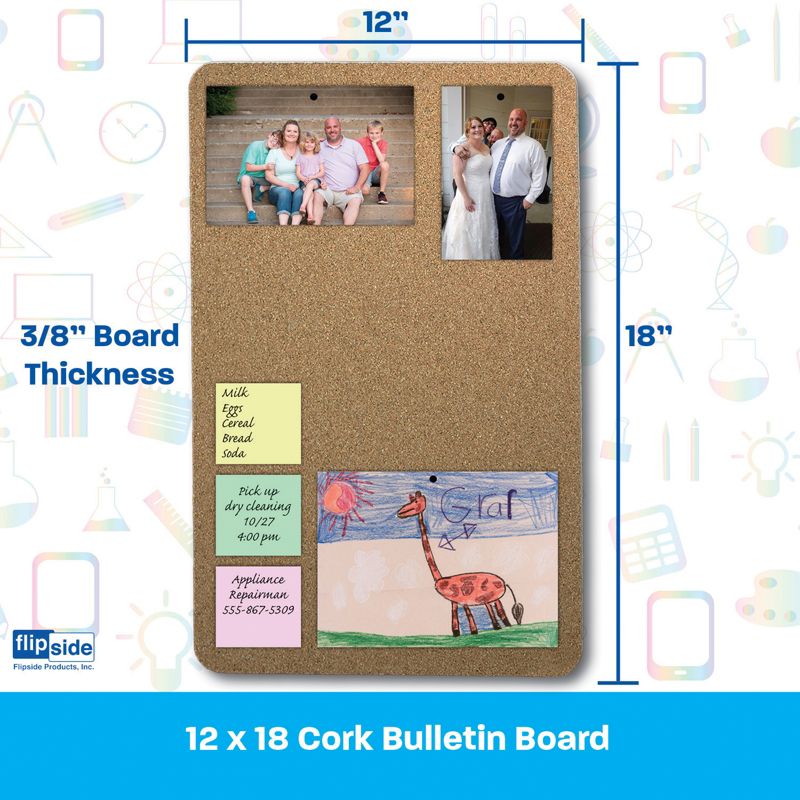 Flipside Products Cork Bulletin Board, 12" x 18", Pack of 6, 5 of 6