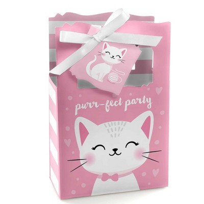 Big Dot of Happiness Purr-fect Kitty Cat - Kitten Meow Baby Shower or Birthday Party Favor Boxes - Set of 12