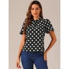 INSPIRE CHIC Women's Polka Dots Stand Collar Pleat Keyhole Back Short Flare Sleeve Tops - 3 of 4