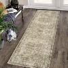 2'x6' Washable Runner Rug, Non-Slip Vintage Floral Low-Pile Carpet for Kitchen, Laundry, Entryway, Brown - 2 of 4