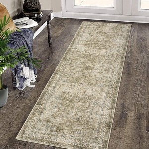 Area Rugs, Vintage Rug, Machine Washable, Floor Carpet Indoor, Low Pile Non Slip Floor Mat, for Bedroom Dining Room Farmhouse - 1 of 4