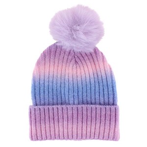 Alexa Rose Girl's One Size Colorful Space Dyed Winter Beanie with Pom - 1 of 3