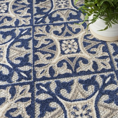 Aloha Modern Mosaic Blue Geometric 7'10" x 10'6" Outdoor Rug