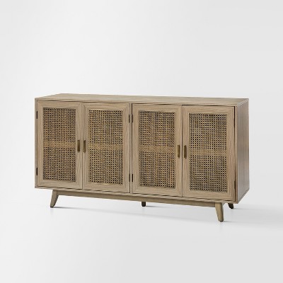 Buthrotos Living Room Solid Wood TV Stand for TVs up to 65"  With 4 rattan doors | KARAT HOME