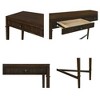 MDF Fluted 2-Drawer Console Table with Antique Brass Hardware and Tapered Legs and Wood Stretchers - 3 of 4
