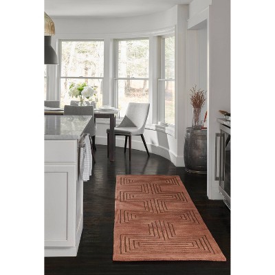 Copper Geometric Hand-Tufted Wool Rectangular Rug 3'6" x 5'6"