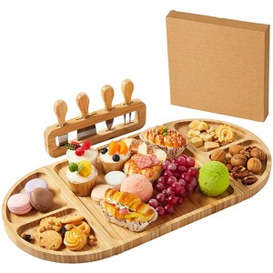 GustoWave Charcuteri Board and Serving Set, Bamboo Cheese Board with Knife Set, Magnetic Long Charcuteri Boards Gift Set for Serving Food, Snack - 1 of 4
