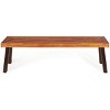 Tangkula Natural Outdoor Acacia Wood Bench Patio Backless Dining Wood Bench - image 4 of 4