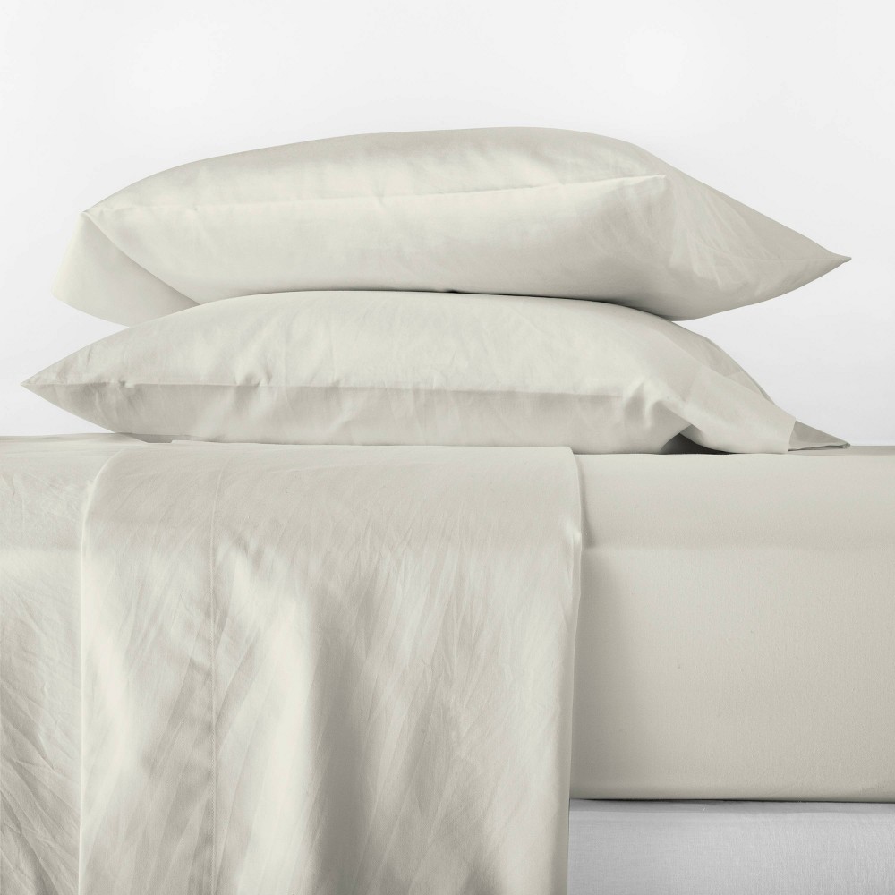 Full 500 Thread Count Washed Supima Sateen Solid Sheet Set Natural - Casaluna