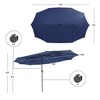 Costway 15FT Twin Patio Double-Sided Umbrella 48 Solar LED Lights Crank Outdoor Wine\Beige\Coffee\Orange\Turquoise - 3 of 4