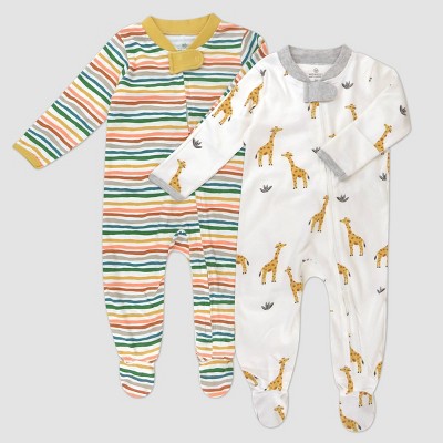 Honest Baby 2pk Organic Cotton Giraffes Footed Sleep N' Play - 3-6M