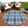Navy Blue And Denim Blue Moroccan Washable Indoor Outdoor Area Rug - 2 of 4