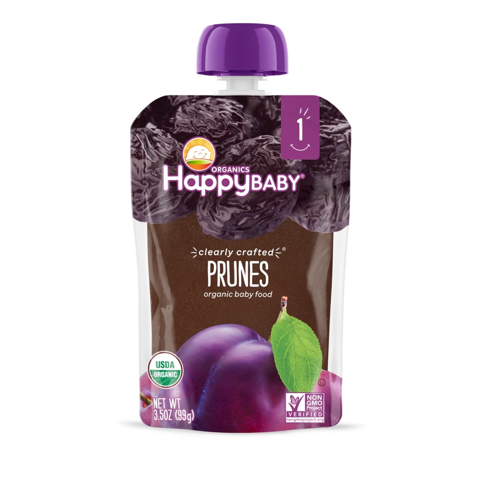 Photos - Baby Food Happy Family HappyBaby Organics Stage 1 Clearly Crafted Prunes  Pouch - 3.5oz 