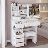 VYNXARIA 37" Middle Size Left Drawer Desktop Vanity Table&Cushioned Stool, Large Sliding,High Capacity Storage,Suitable for Large Space£¬White - 4 of 4