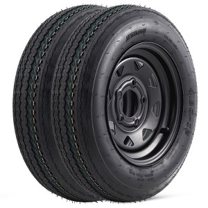 4.80-12 4.80x12 480-12 Trailer Tires with 12 in Rims, 2 Pack 4.80-12 Tire 5 Lug on 4.5 in, Load Range C 6PR, Muti Function Lawn Mower & Tractor Turf - 1 of 4