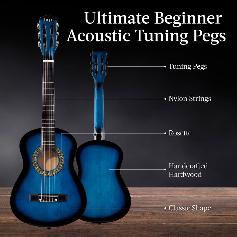 Best Choice Products 30in Kids Acoustic Guitar Beginner Starter Kit with Tuner, Strap, Case, Strings, 4 of 9