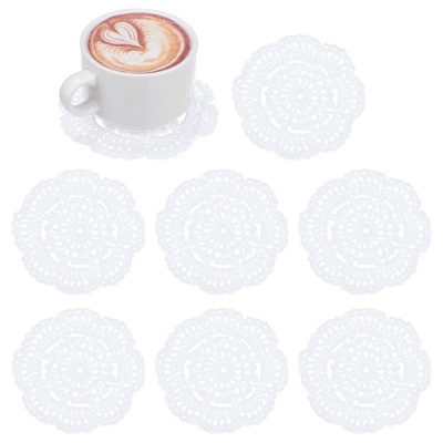 Unique Bargains Round Handmade Crochet Cotton Cup Coaster Placemats Home Decoration