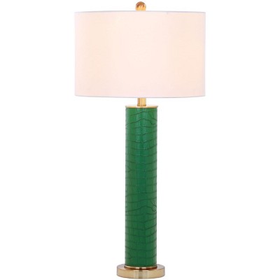 Ollie Green Faux Alligator Table Lamp Set with White Shades