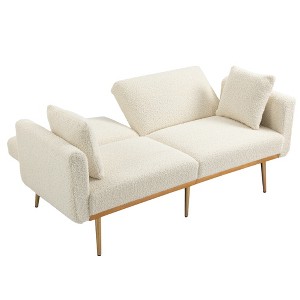 VYNXARIA Velvet Sofa ,Accent sofa,loveseat sofa with metal feet,White Teddy - 1 of 4