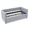 NicBex 85" Daybed Upholstered Twin Daybed with Trundle, Linen Fabric Day Bed with Tufted Button and Copper Nail for Living Room - 4 of 4