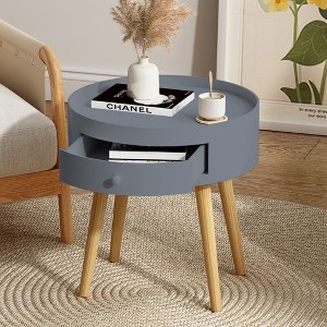 KTMBDW Nightstand, Mid Century Side Table Bedroom with Storage Drawer, Small End Bedside Table with Solid Wood Legs for Bedoom, Small Spaces - 1 of 4