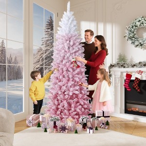 4.5/6/7.5/9Ft Pencil Christmas Tree Artificial Slim Xmas Trees Skinny Christmas Tree Decorations Fake Flockeds - 1 of 4