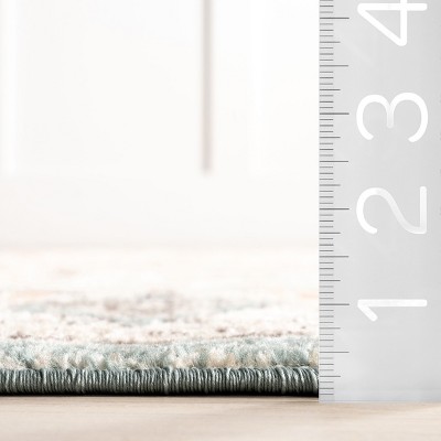 Beige Floral Synthetic Easy Care Area Rug, 6' 7" x 9'