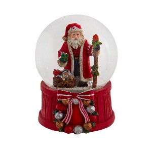 Kurt Adler 100MM Wind Up Musical Santa With Gift Bag Tree Water Globe - 1 of 4