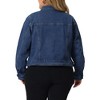 Agnes Orinda Women's Plus Size Button Up Long Sleeve Croped Denim Jean Jackets - 4 of 4