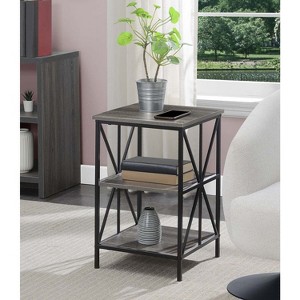 HomeStock End Table with Three Tier Shelves, Star-Like Black Metal Frame, Modern Accent Side Table for Bedroom or Living Room Décor - 1 of 4