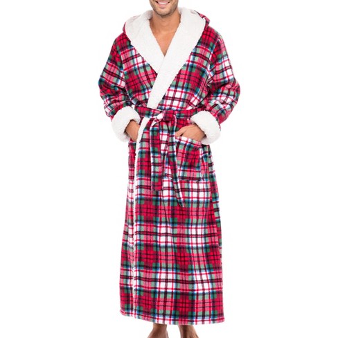 Mens Fleece Hooded Robe Soft Fluffy Thick Warm Dressing Gown With Hood  Nightwear