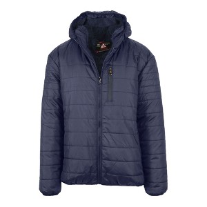 Spire By Galaxy Men's faux shearling Lined Hooded Puffer Jacket - 1 of 3