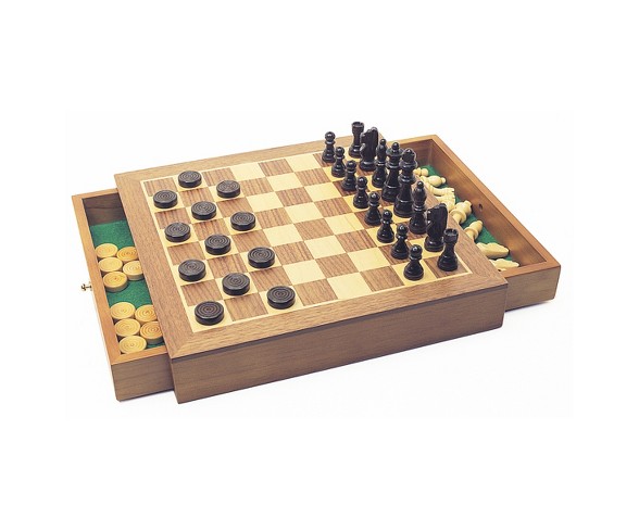 House of Marbles Deluxe Wooden Chess/Checkers/Draughts Game