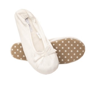 Jessica Simpson Women's Satin Ballerina Yoga Slipper with Bow - 1 of 4