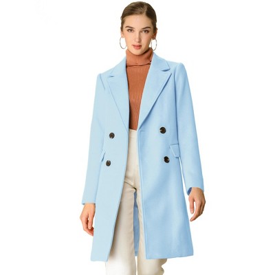 INSPIRE CHIC Women's Notch Lapel Double Breasted Belted Mid Long Outwear Winter Coat