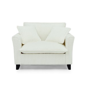 Tiramisubest Upholstered Single Chair Lazy Chair Corduroy Tufted Cloud Soft Backrest Compact Armchair Accent Chair for Living Room - 1 of 4