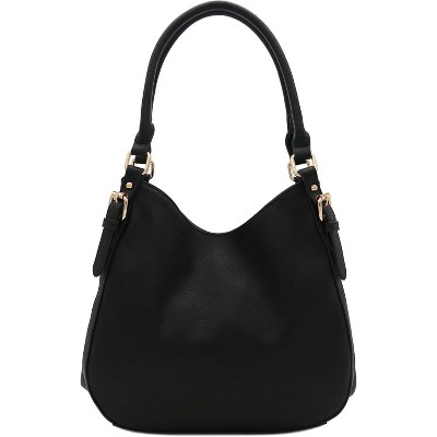 Paaaawaters Lightweight 3 Compartment Faux Leather Medium Hobo Bag